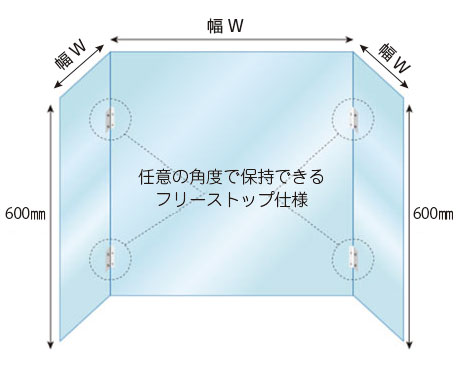 飛沫対策アクリル(透明)パーテーション 折りたたみ式（コの字）